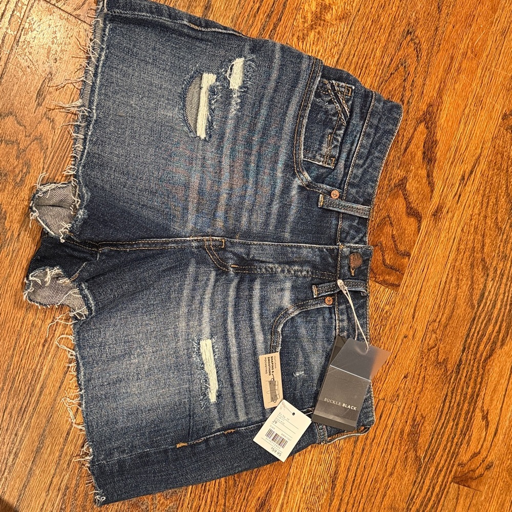 Buckle Blue Distressed Frayed Hem Denim Shorts